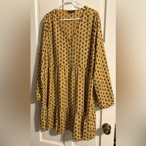 ANDREE BY UNIT Women’s Plus Long Sleeve Geometric Pattern Dress 1X